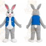 Gray Rabbit Blue Shirt Mascot Costume