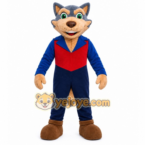 Blue Wolf Vest Mascot Costume