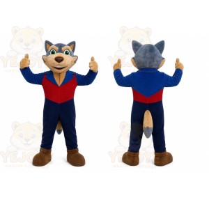 Blue Wolf Vest Mascot Costume