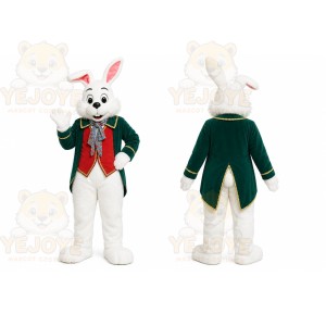 White Rabbit Green Coat Mascot Costume