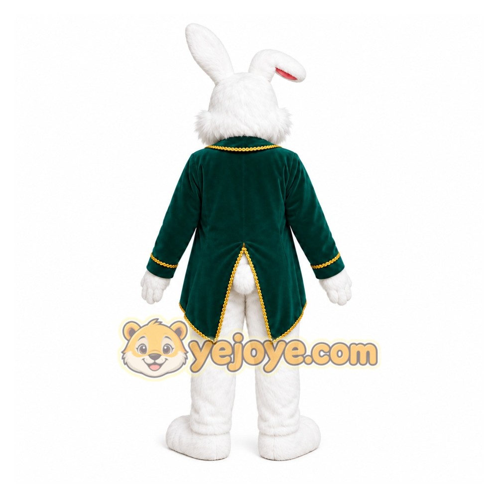 White Rabbit Green Coat Mascot Costume White Rabbit Green Coat Mascot Costume