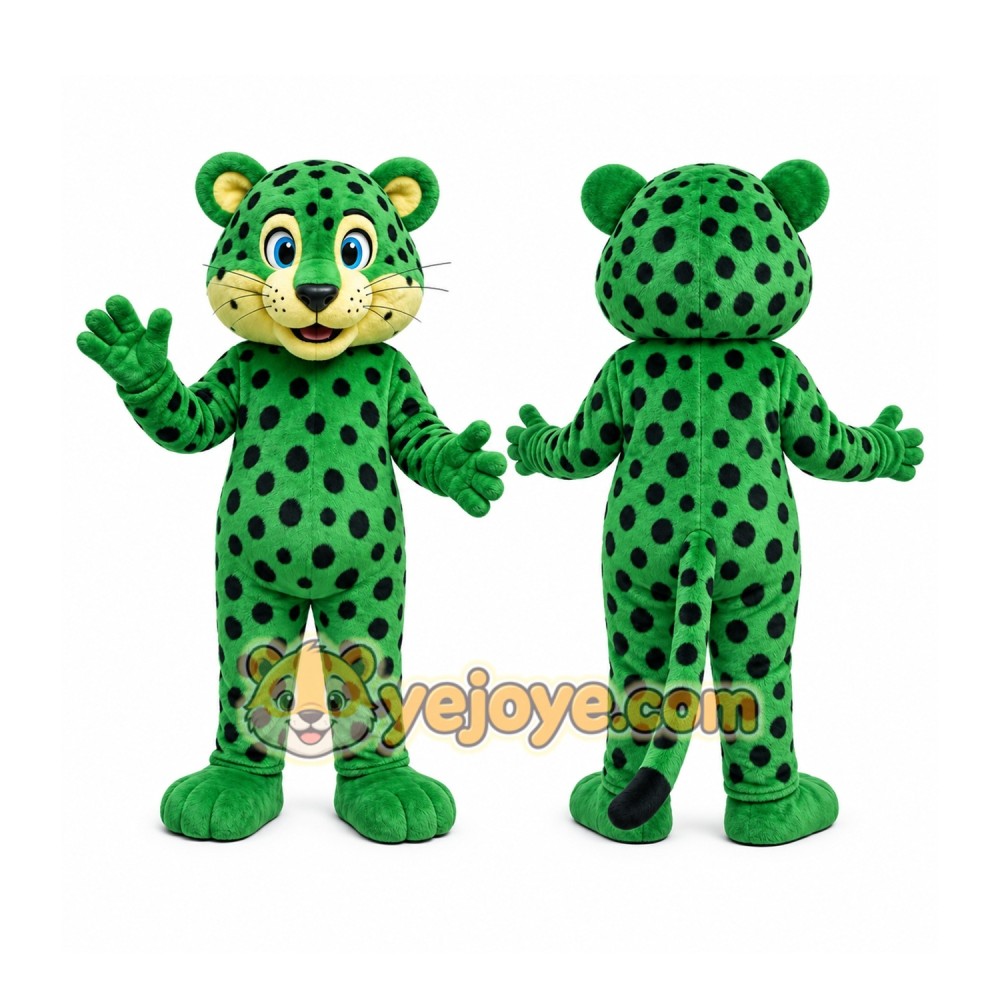 Green Leopard Mascot Costume Green Leopard Mascot Costume