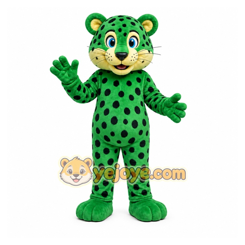 Green Leopard Mascot Costume Green Leopard Mascot Costume