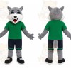 Gray Wolf Green Shirt Mascot Costume