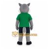 Gray Wolf Green Shirt Mascot Costume Gray Wolf Green Shirt Mascot Costume
