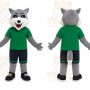 Gray Wolf Green Shirt Mascot Costume