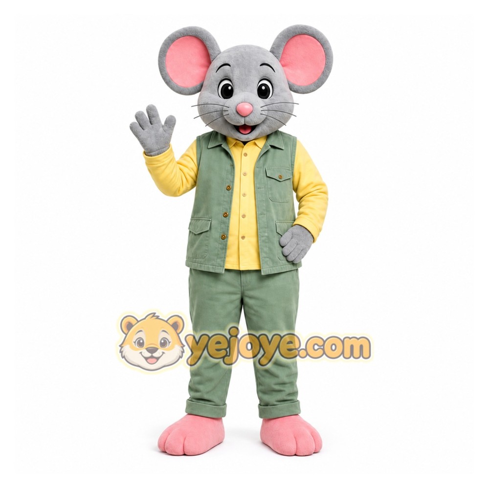 Gray Mouse Vest Mascot Costume
