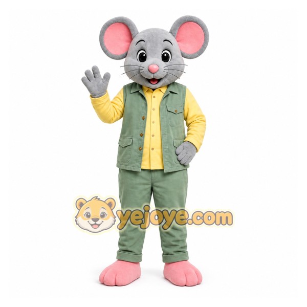 Gray Mouse Vest Mascot Costume