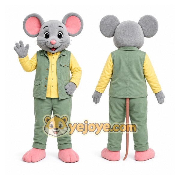 Gray Mouse Vest Mascot Costume