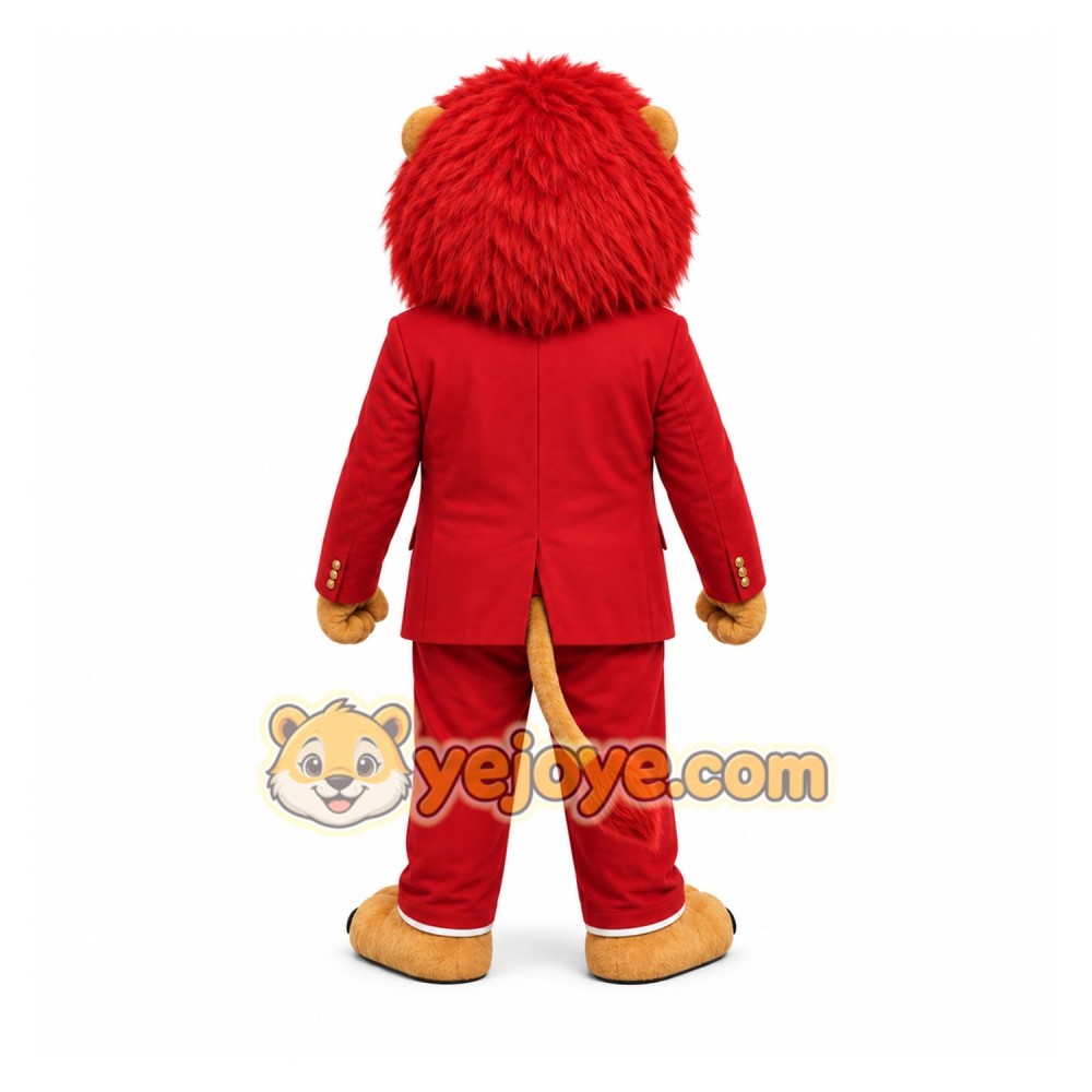 Red Business Lion Mascot Costume Red Business Lion Mascot Costume
