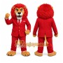 Red Business Lion Mascot Costume