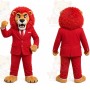 Red Business Lion Mascot Costume