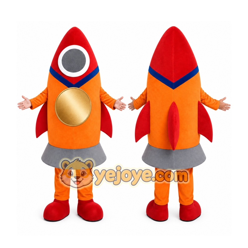Orange Rocket Mascot Costume Orange Rocket Mascot Costume