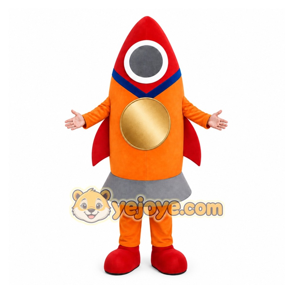 Orange Rocket Mascot Costume Orange Rocket Mascot Costume