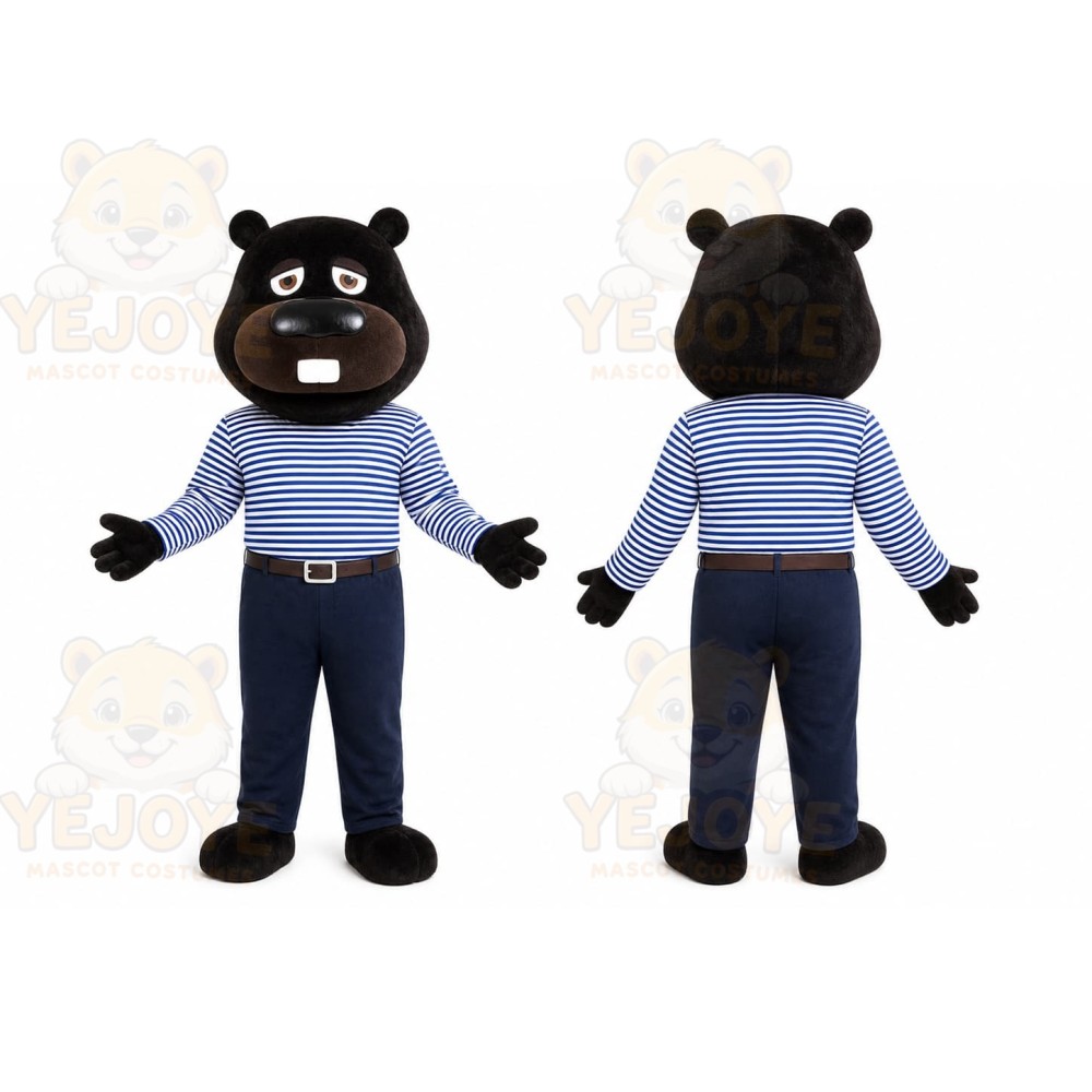 Black Beaver Overalls Mascot Costume