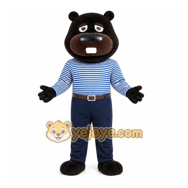 Black Beaver Overalls Mascot Costume