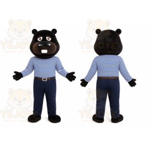 Black Beaver Overalls Mascot Costume