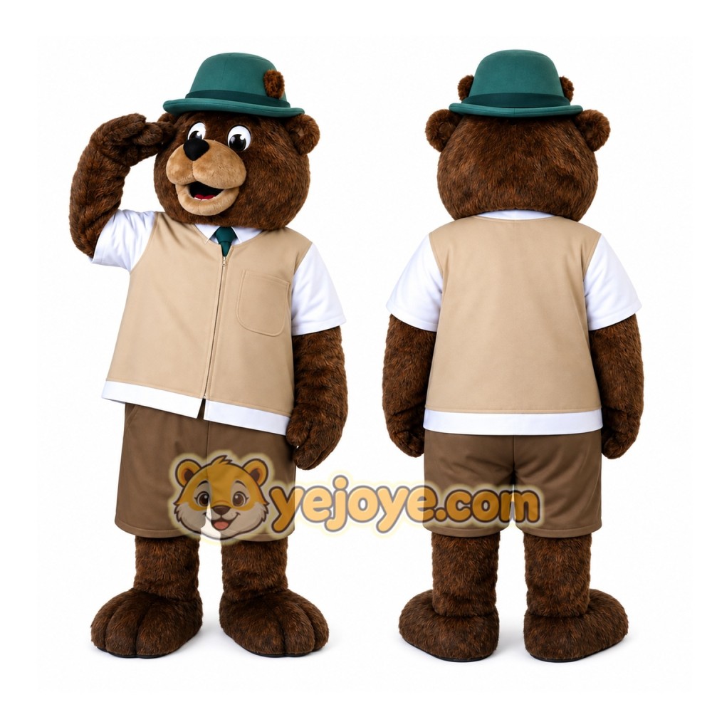 Brown Hat Bear Mascot Costume Brown Hat Bear Mascot Costume