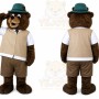 Brown Hat Bear Mascot Costume