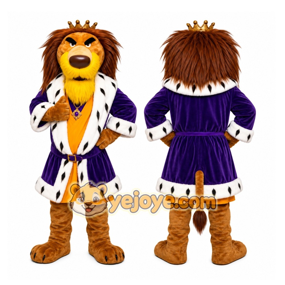 Lion Purple Coat Mascot Costume Lion Purple Coat Mascot Costume