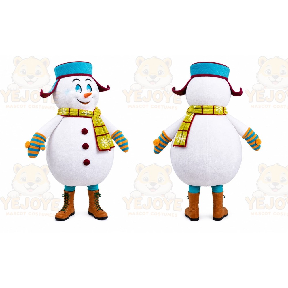 Blue Snowman Mascot Costume