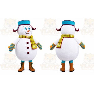Blue Snowman Mascot Costume