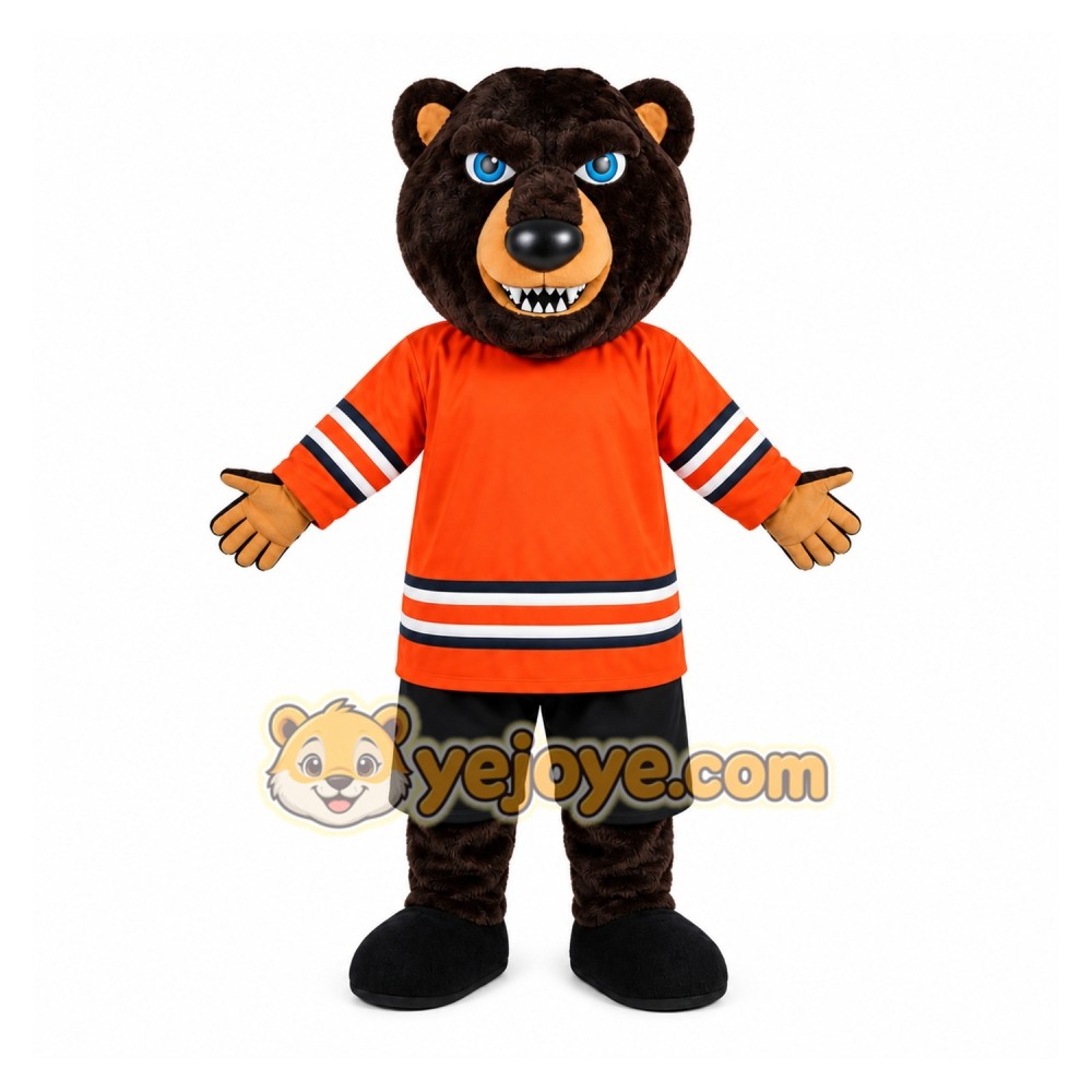 Black Bear Orange Jersey Mascot Costume