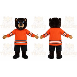 Black Bear Orange Jersey Mascot Costume