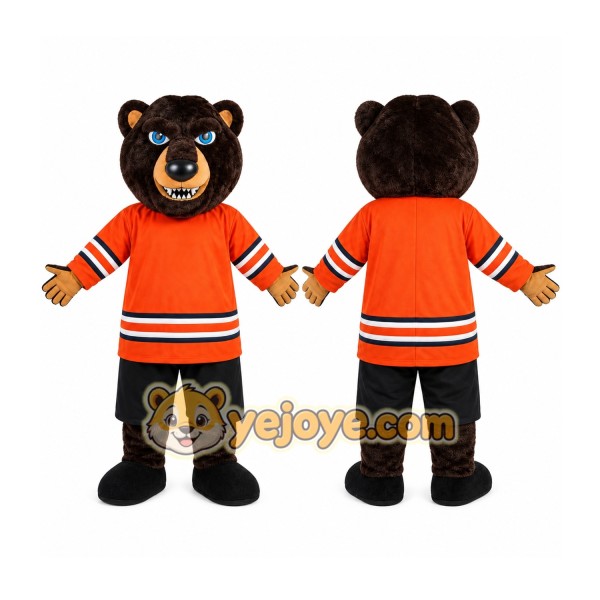 Black Bear Orange Jersey Mascot Costume