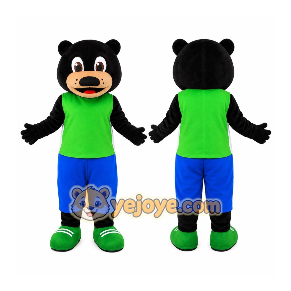 Black Bear Green Shirt Mascot Costume