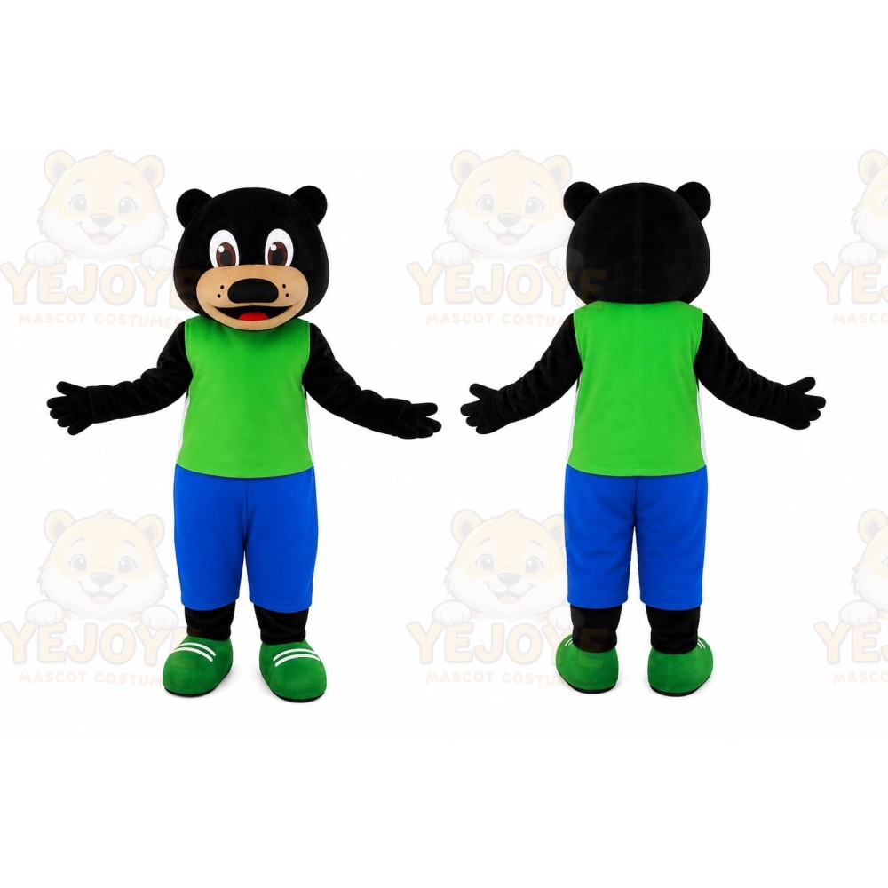 Black Bear Green Shirt Mascot Costume