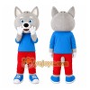 Gray Wolf Red Pants Mascot Costume Gray Wolf Red Pants Mascot Costume
