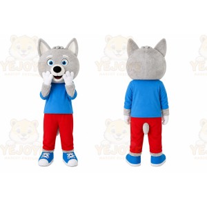 Gray Wolf Red Pants Mascot Costume