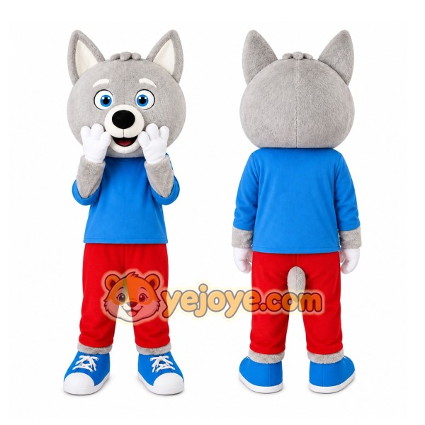 Gray Wolf Red Pants Mascot Costume