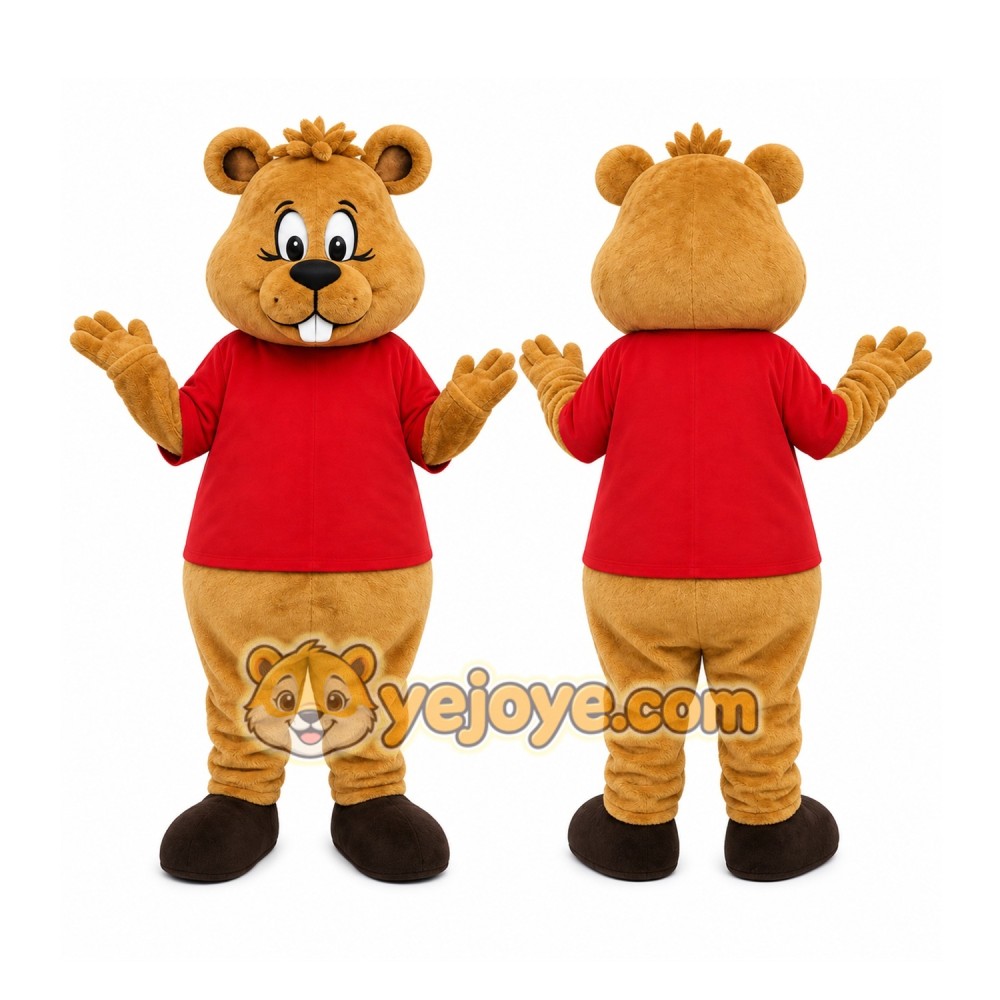 Red Shirt Beaver Mascot Costume Red Shirt Beaver Mascot Costume