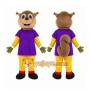 Brown Squirrel Purple Shirt Mascot Costume