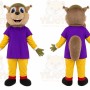 Brown Squirrel Purple Shirt Mascot Costume