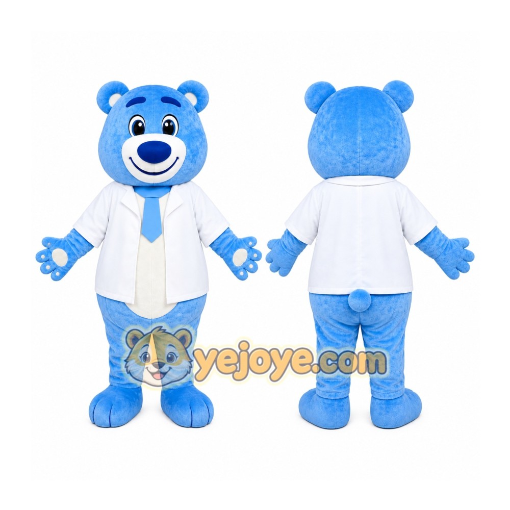 Blue Bear Tie Mascot Costume Blue Bear Tie Mascot Costume