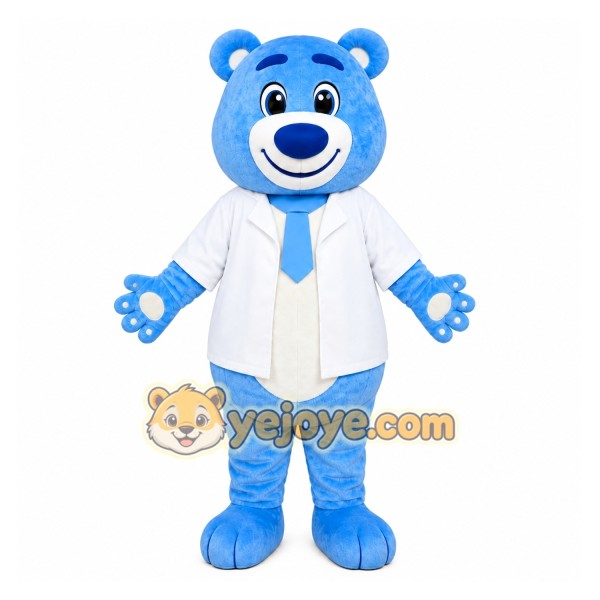 Blue Bear Tie Mascot Costume