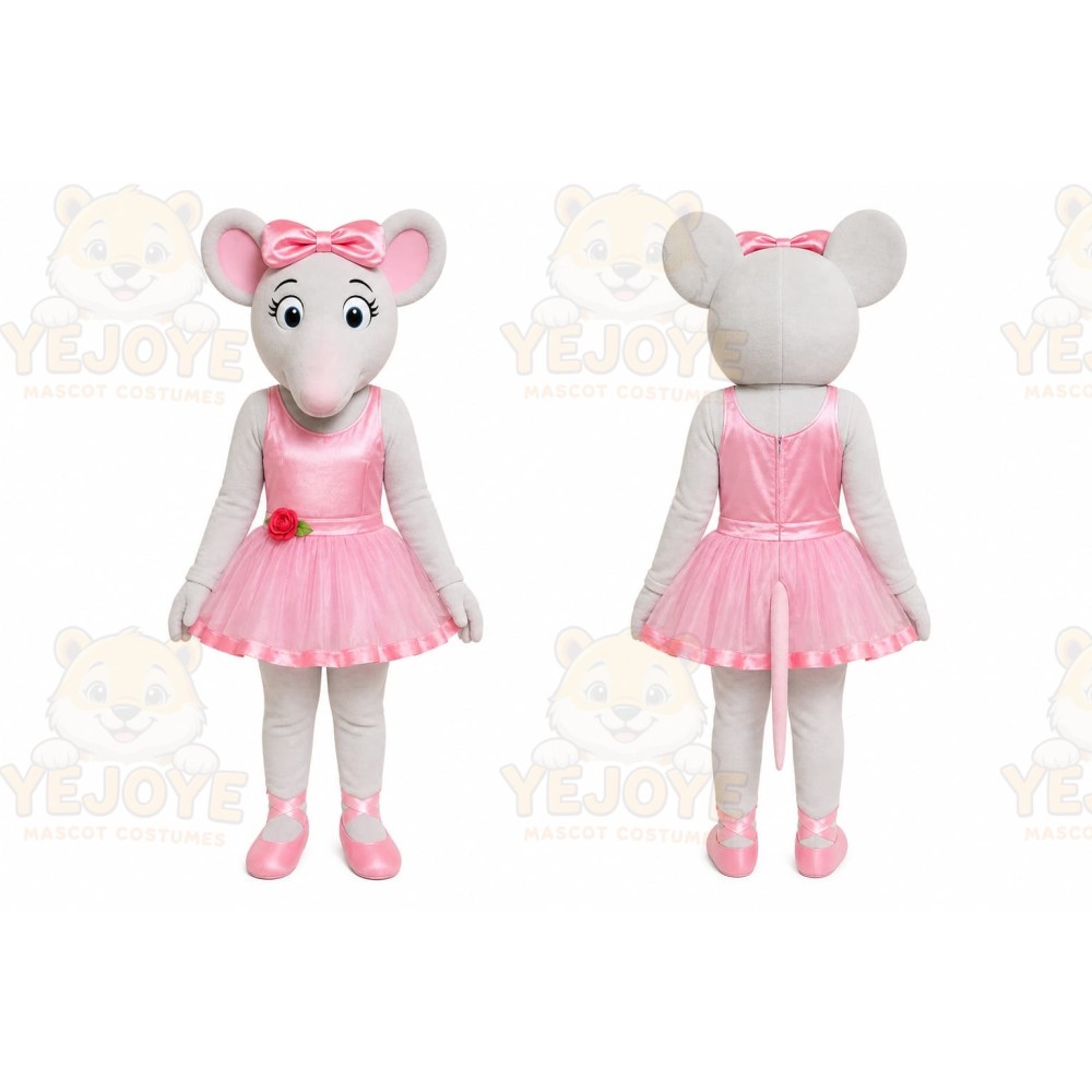 Pink Mouse Dress Mascot Costume