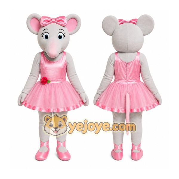 Pink Mouse Dress Mascot Costume