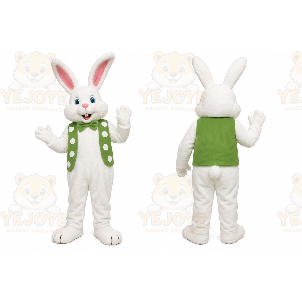 White Rabbit Green Vest Mascot Costume