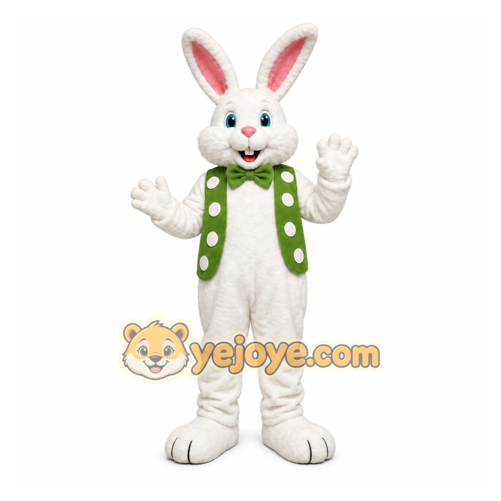 White Rabbit Green Vest Mascot Costume White Rabbit Green Vest Mascot Costume