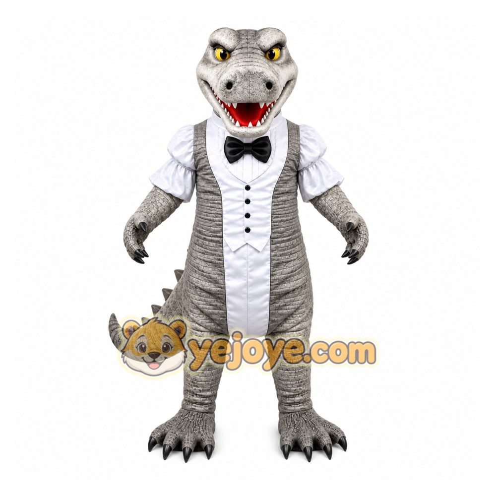 Gray Crocodile Mascot Costume Gray Crocodile Mascot Costume