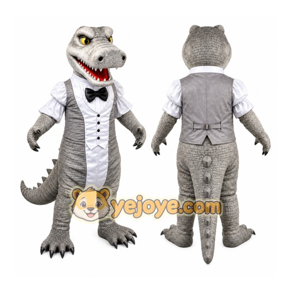 Gray Crocodile Mascot Costume