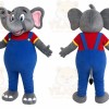 Gray Elephant Overalls Mascot Costume