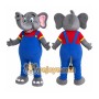 Gray Elephant Overalls Mascot Costume