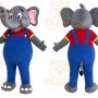Gray Elephant Overalls Mascot Costume