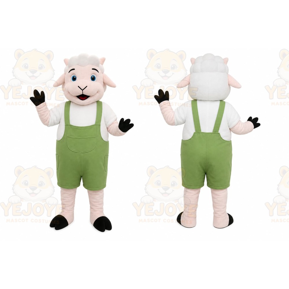White Goat Overalls Mascot Costume