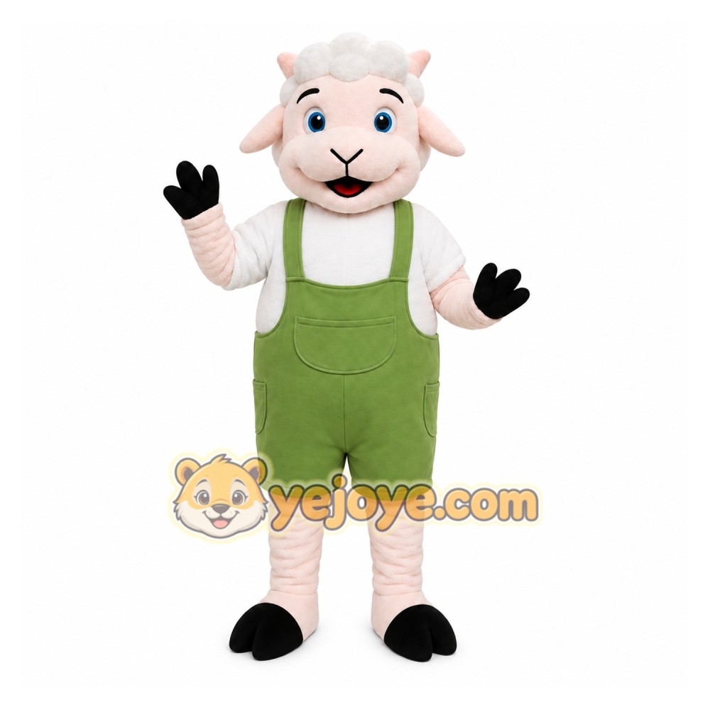 White Goat Overalls Mascot Costume